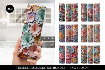 Pastel 3D Paper Flower Tumbler Sublimation Bundle Sublimation BijouBay 