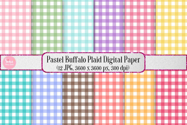 Pastel Buffalo Plaid Pattern Seamless Digital Paper Backgrounds Digital Pattern SineDigitalDesign 