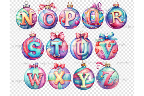 Pastel Christmas Alphabet | Xmas Clipart Bundle SVG GlamArtZhanna 