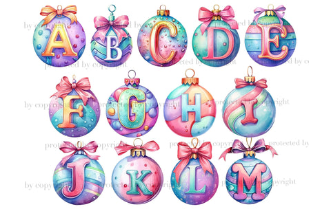 Pastel Christmas Alphabet | Xmas Clipart Bundle SVG GlamArtZhanna 