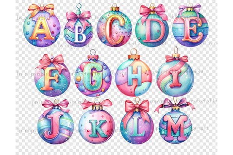 Pastel Christmas Alphabet | Xmas Clipart Bundle SVG GlamArtZhanna 