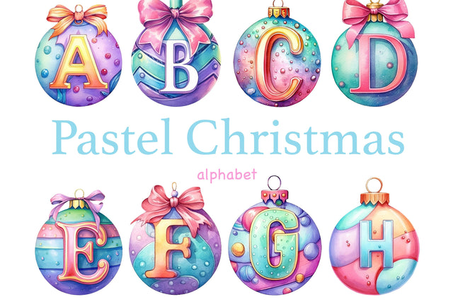 Pastel Christmas Alphabet | Xmas Clipart Bundle SVG GlamArtZhanna 