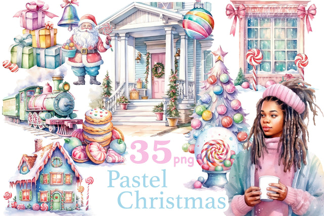 Pastel Christmas Clipart | Holiday Illustration Bundle SVG GlamArtZhanna 