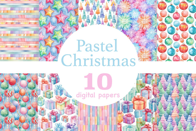 Pastel Christmas Digital Paper | Xmas Seamless Pattern Digital Pattern GlamArtZhanna 