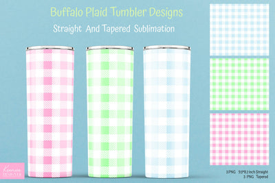 Pastel Color Buffalo Plaid 20oz Skinny Tumbler Sublimation. Sublimation Kseniia designer 