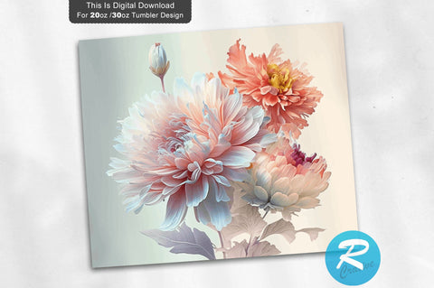Pastel Colorful Flowers 20 oz / 30 oz Tumbler PNG Sublimation Regulrcrative 