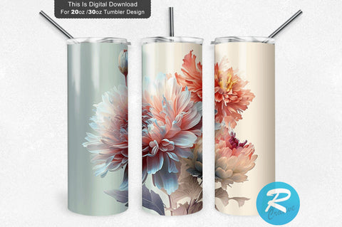 Pastel Colorful Flowers 20 oz / 30 oz Tumbler PNG Sublimation Regulrcrative 