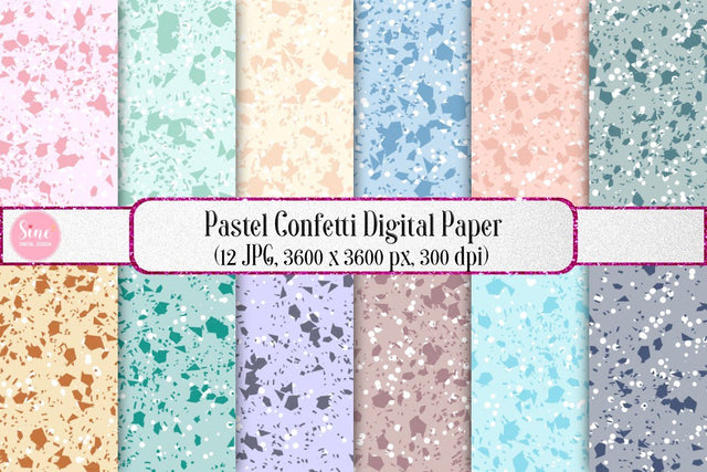 Pastel Confetti Digital Papers Backgrounds Digital Pattern SineDigitalDesign 