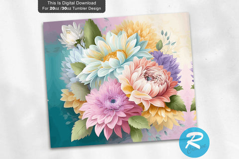 Pastel Flowers 20 oz / 30 oz Tumbler PNG Sublimation Regulrcrative 