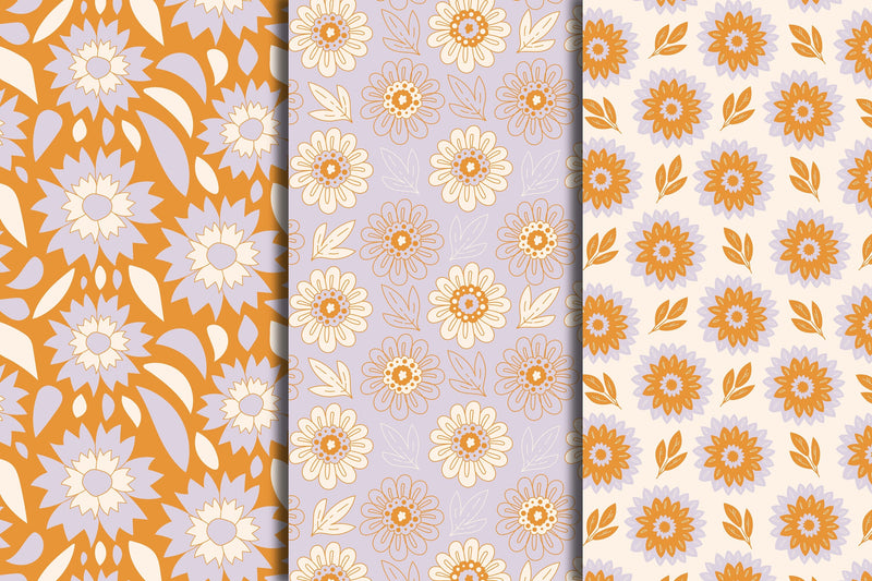 Pastel Flowers Seamless Patterns - So Fontsy