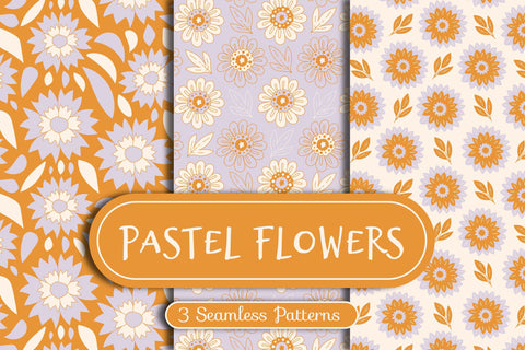 Pastel Flowers Seamless Patterns Digital Pattern Rin Green 
