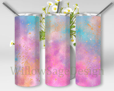 Pastel Glitter Background 20oz Skinny Tumbler Png, Pink Glitter 20oz Skinny Tumbler Png, Pastel Rainbow Tumbler, Glitter Watercolor Tumbler Wrap, Rainbow Glitter Tumbler Sublimation WillowSageDesign 
