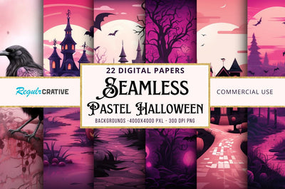 Pastel Halloween Seamless Pattern Sublimation Regulrcrative 