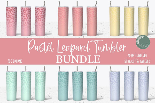 Pastel Leopard Skinny Tumbler Bundle-Leopard Skinny Tumbler Wrap Bundle Sublimation Linden Valley Designs 