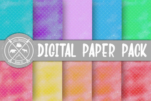Pastel Mermaid Digital Papers Sublimation Last Frontier Design Co. 