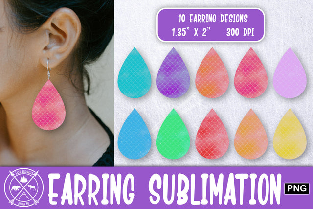 Pastel Mermaid Earrings Sublimation|Earrings Sublimation Last Frontier Design Co. 