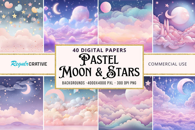 Pastel Moon Stars bundle Sublimation Regulrcrative 