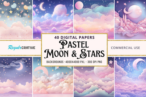 Pastel Moon Stars bundle Sublimation Regulrcrative 