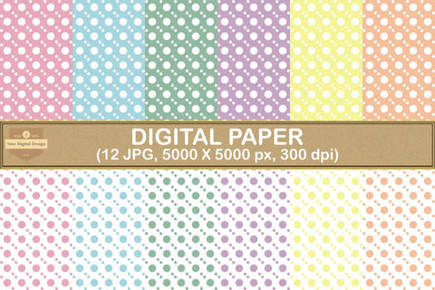 Pastel Polka Dot Seamless Pattern Digital Papers Pack Digital Pattern SineDigitalDesign 