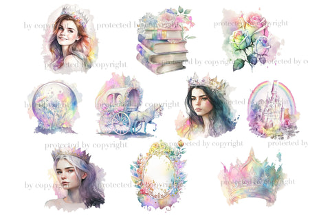 Pastel Princess Watercolor | Fairytale Clipart SVG GlamArtZhanna 