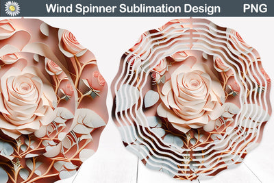Pastel Rose Wind Spinner | 3D Roses Wind Spinner Sublimation WatercolorColorDream 