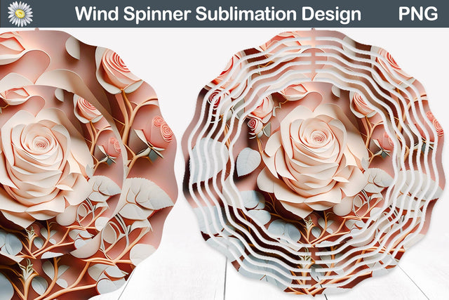 Pastel Rose Wind Spinner | 3D Roses Wind Spinner Sublimation WatercolorColorDream 