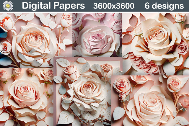 Pastel Roses Background | 3D Roses Digital Paper Digital Pattern WatercolorColorDream 