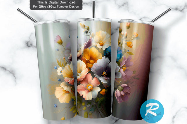 Pastel Spring Flowers 20 oz / 30 oz Tumbler PNG Sublimation Regulrcrative 