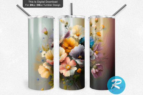Pastel Spring Flowers 20 oz / 30 oz Tumbler PNG Sublimation Regulrcrative 