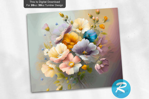 Pastel Spring Flowers 20 oz / 30 oz Tumbler PNG Sublimation Regulrcrative 