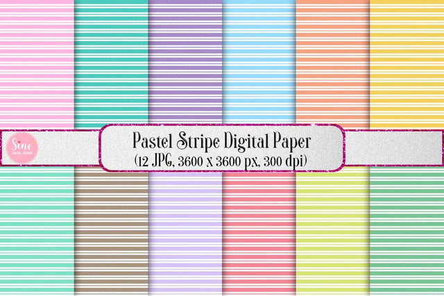 Pastel Stripe Pattern Seamless Digital Paper Backgrounds Digital Pattern SineDigitalDesign 