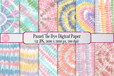 Pastel Tie Dye Digital Paper Background Pack Digital Pattern SineDigitalDesign 