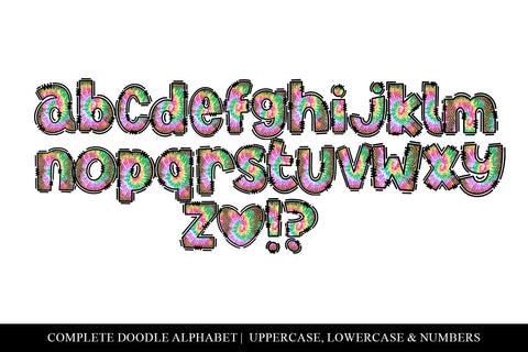 Pastel Tie Dye Leopard Doodle Letter Sublimation Alphabet Sublimation BijouBay 
