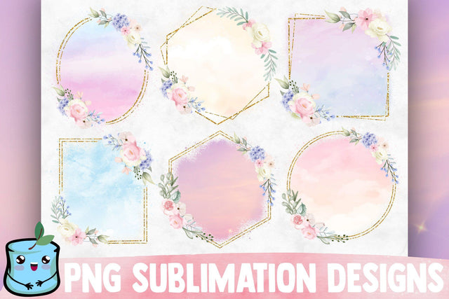 Pastel Watercolor Frames Bundle Sublimation MintyMarshmallows 