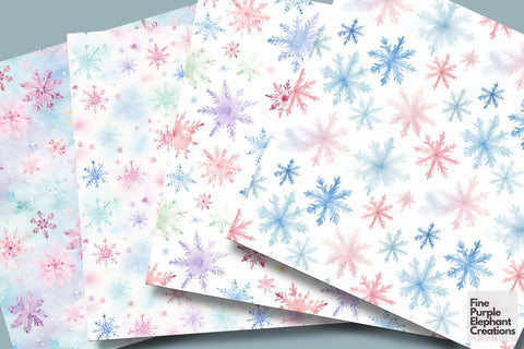 Pastel Watercolor Snowflakes | Christmas Digital Pattern Fine Purple Elephant Creations 