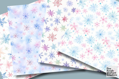 Pastel Watercolor Snowflakes | Christmas Digital Pattern Fine Purple Elephant Creations 
