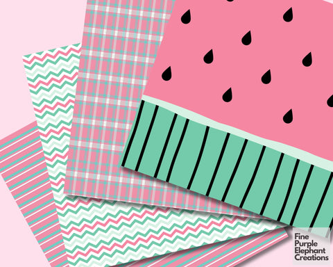 Watermelon Digital Papers And Backgrounds for Summer Scrapbook