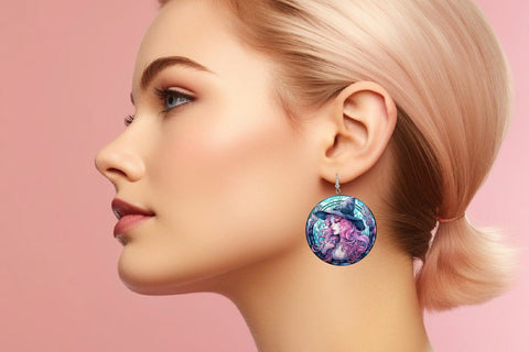 Pastel Witch Sublimation Round Earrings Designs Sublimation OrangeBrushStudio 