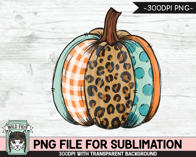 Patchwork Pumpkin SUBLIMATION design PNG, Leopard Pumpkin png file, Plaid Pumpkin PNG sublimation, Fall png, Autumn png, Halloween png, Thanksgiving png Sublimation Wild Pilot 