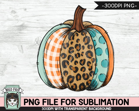 Patchwork Pumpkin SUBLIMATION design PNG, Leopard Pumpkin png file, Plaid Pumpkin PNG sublimation, Fall png, Autumn png, Halloween png, Thanksgiving png Sublimation Wild Pilot 