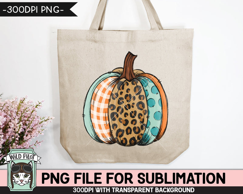 Patchwork Pumpkin SUBLIMATION design PNG, Leopard Pumpkin png file ...