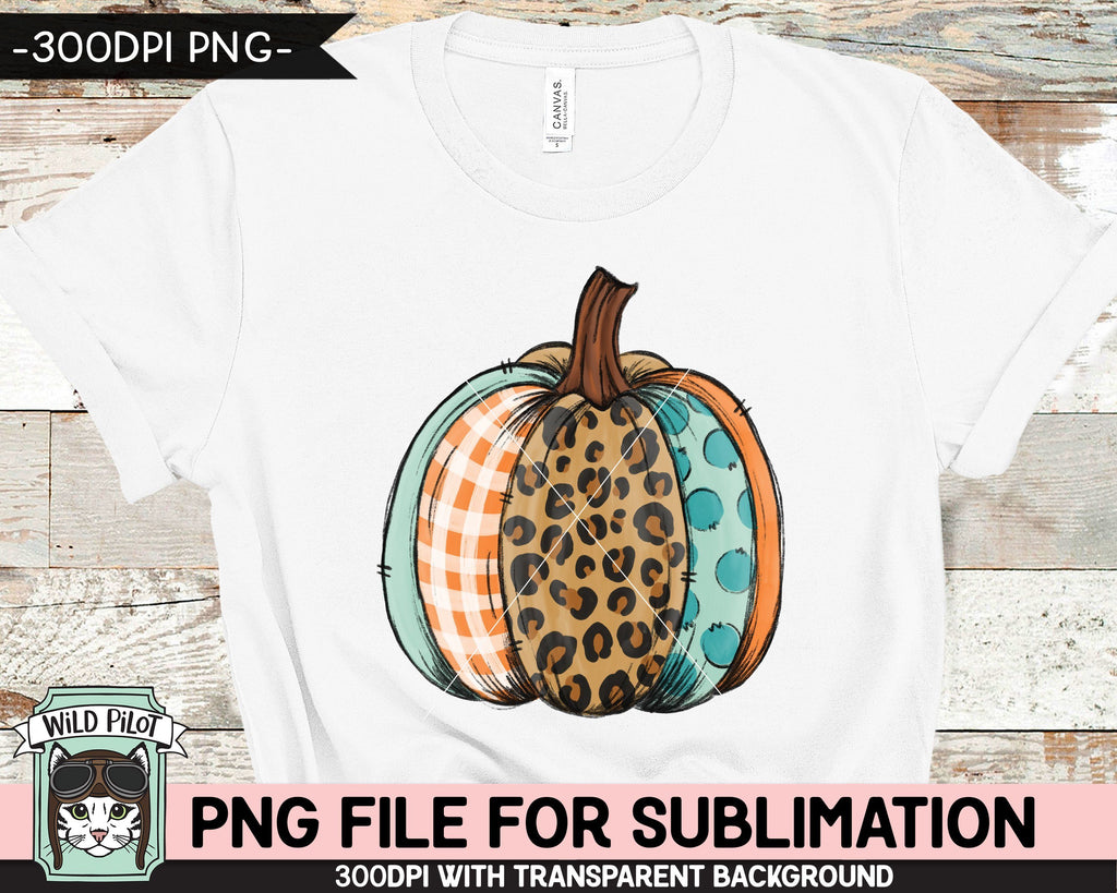 Patchwork Pumpkin SUBLIMATION design PNG, Leopard Pumpkin png file ...