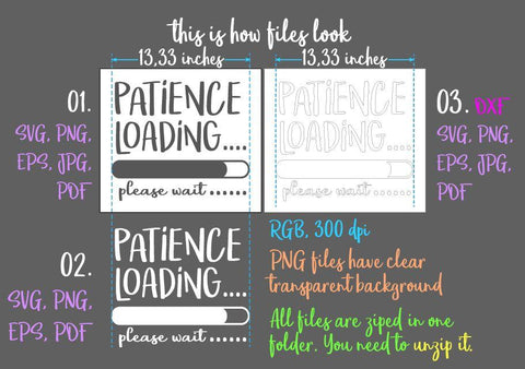 Patience Loading Please Wait Funny Saying Sarcastic Quote Patient Sign SVG DXF PNG PDf JPG SVG Digitals by Hanna 