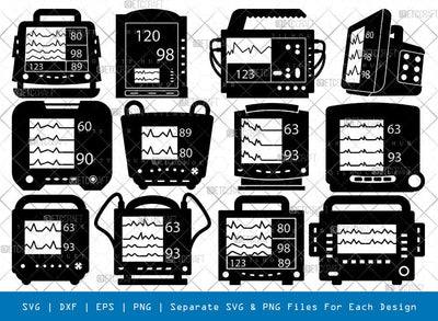 Patient Monitors Silhouette Svg Cricut Cut Files Png Bundle, SB01010 SVG ETC Craft 