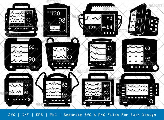 Patient Monitors Silhouette Svg Cricut Cut Files Png Bundle, SB01010 SVG ETC Craft 