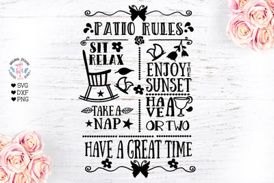 Patio Rules - Patio Sign Cut File SVG Graphic House Design 