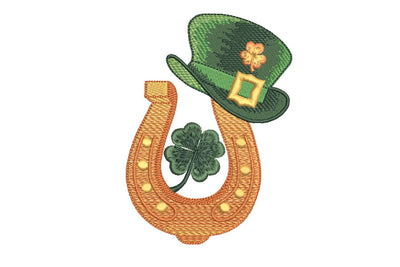 Patrick's Day embroidery designs, Horseshoe on clover with 4 leaves for good luck, holiday embroidery designs, 3 sizes. Embroidery/Applique DESIGNS ArtEMByNatalia 