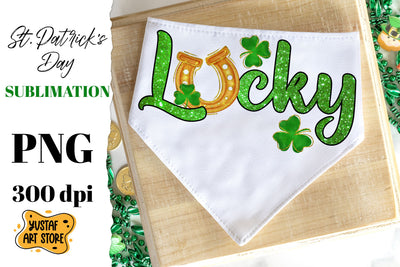 Patrick's Day Lucky sublimation design. Shamrock & Horseshoe Sublimation Yustaf Art Store 