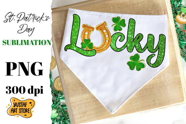 Patrick's Day Lucky sublimation design. Shamrock & Horseshoe Sublimation Yustaf Art Store 
