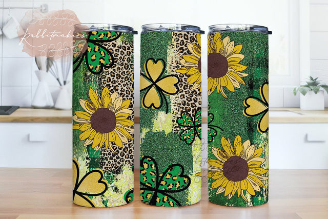Patrick's Day Tumbler PNG, Clover PNG, Sunflower Png, 20oz Skinny Tumbler Sublimation Designs PNG, Clover Tumbler Wrap St Patrick's Day Tumbler Sublimation Rabbitmakies 